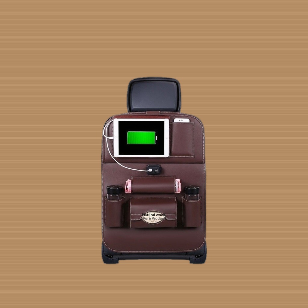 Leather Car Storage Bag Seat-hanging Pouch Foldable