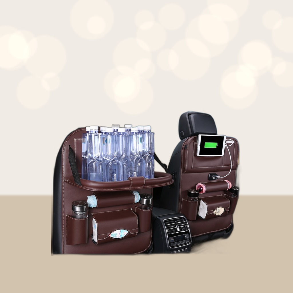 Leather Car Storage Bag Seat-hanging Pouch Foldable