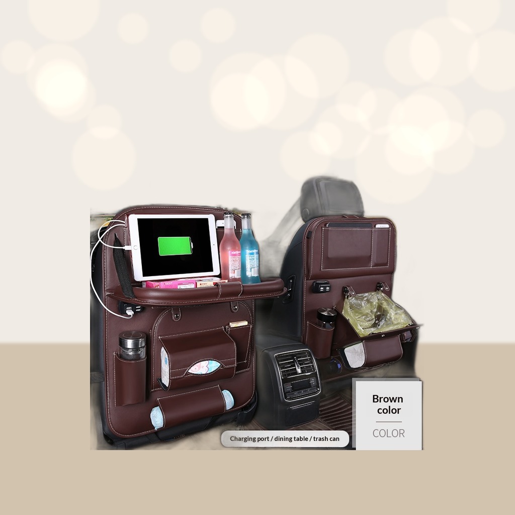 Leather Car Storage Bag Seat-hanging Pouch Foldable