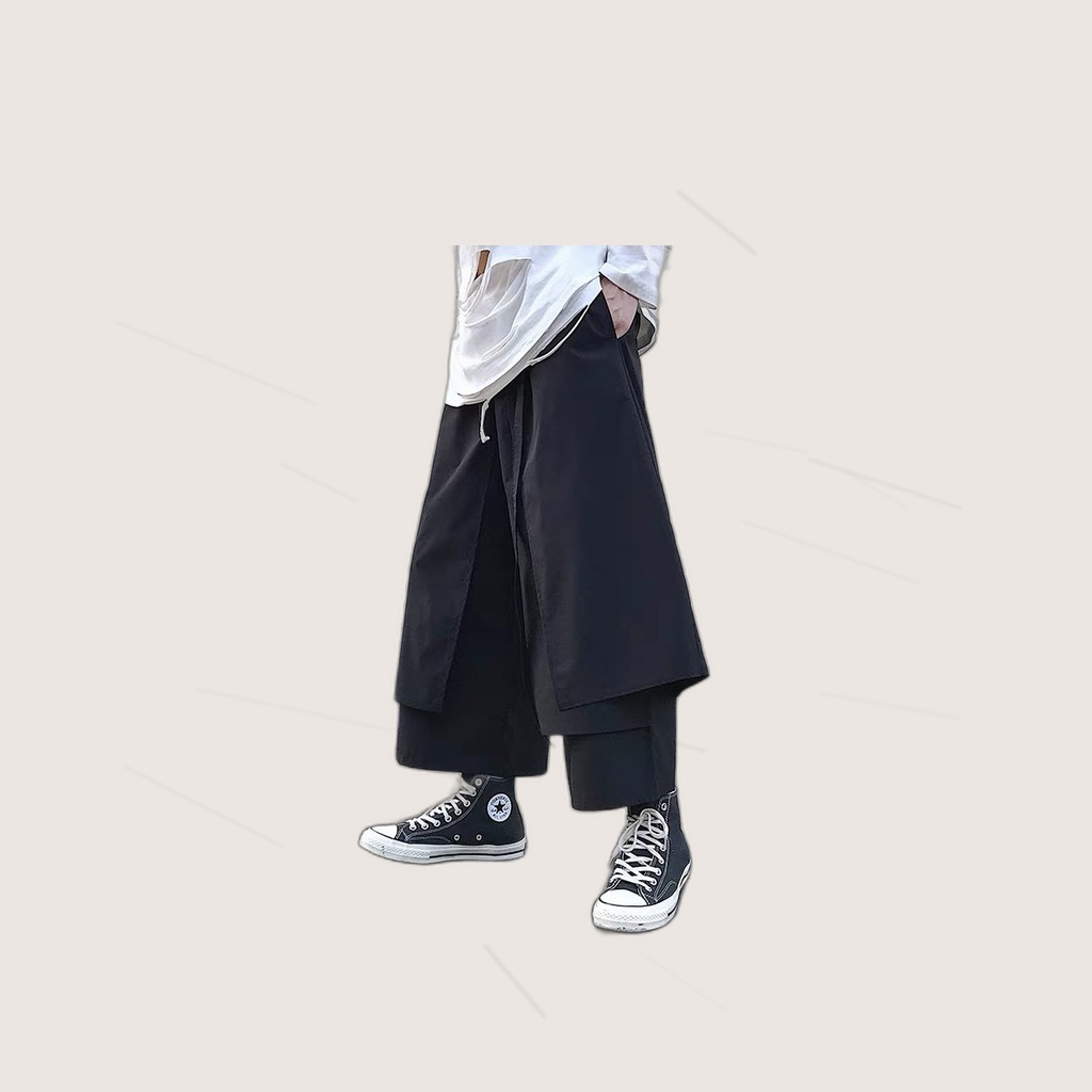 Faux Two-Piece Wide-Leg Pants