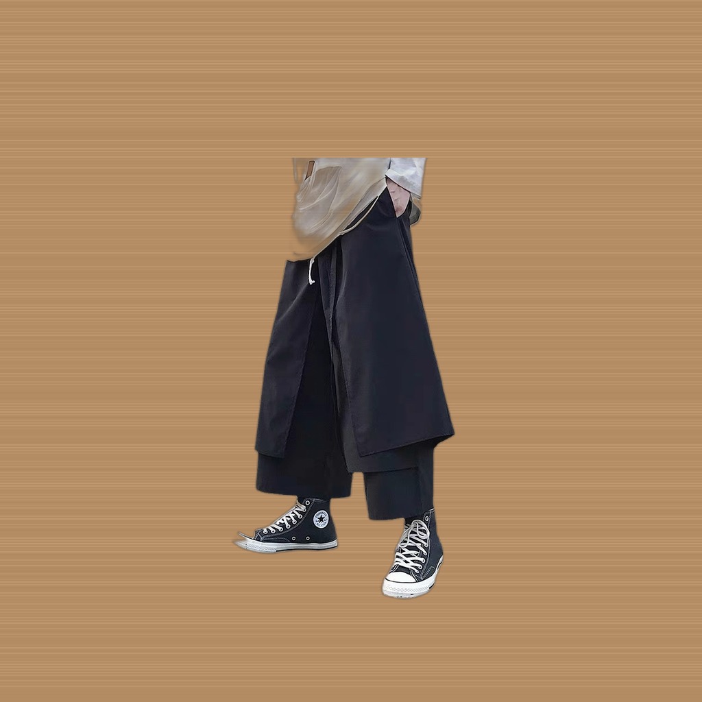 Faux Two-Piece Wide-Leg Pants