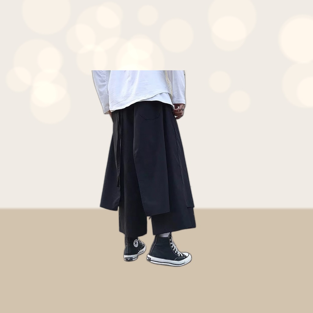 Faux Two-Piece Wide-Leg Pants