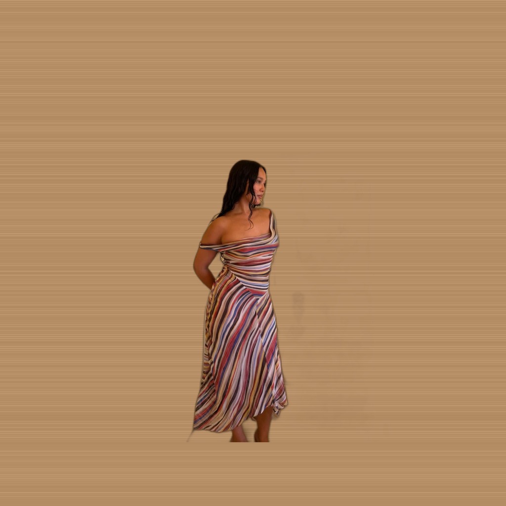 Bohemian Resort-Style Striped Slim-Fit Off-Shoulder Long Dress