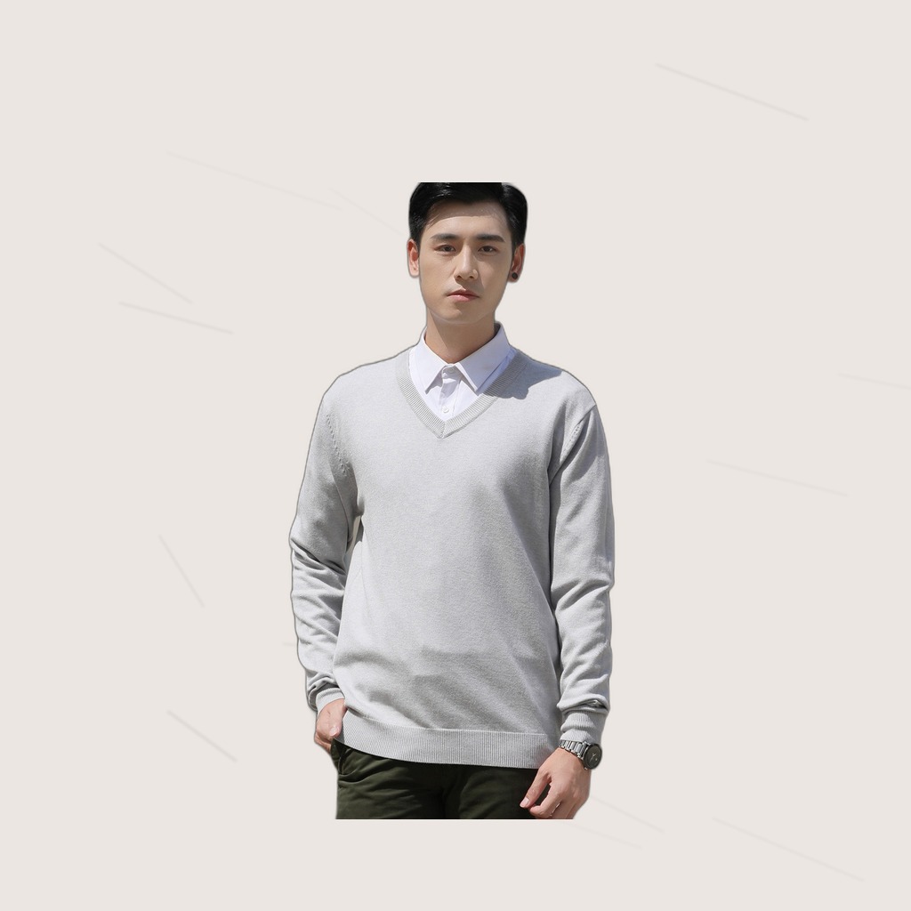Mens Loose-Fit V-Neck Sweater Thick And Warm Knitted Top