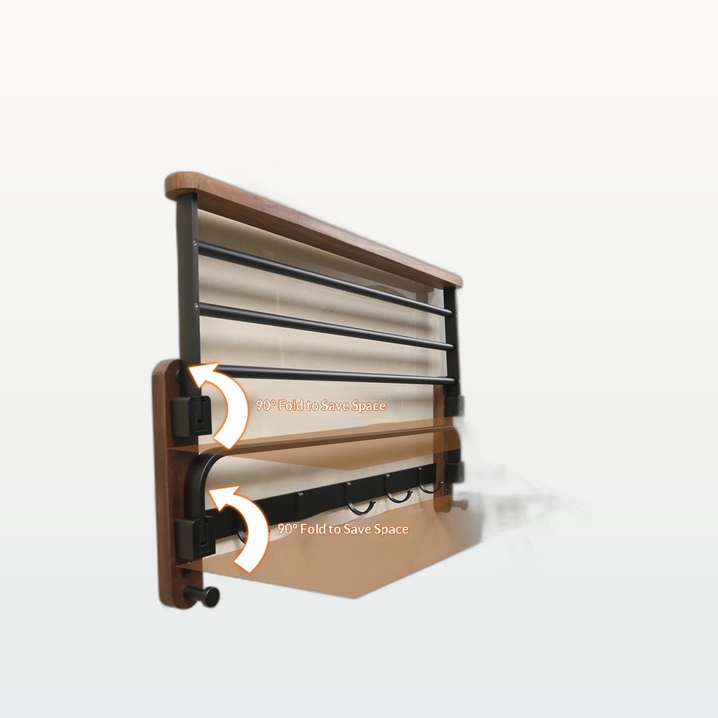 Household Walnut Double-Fold Towel Rack