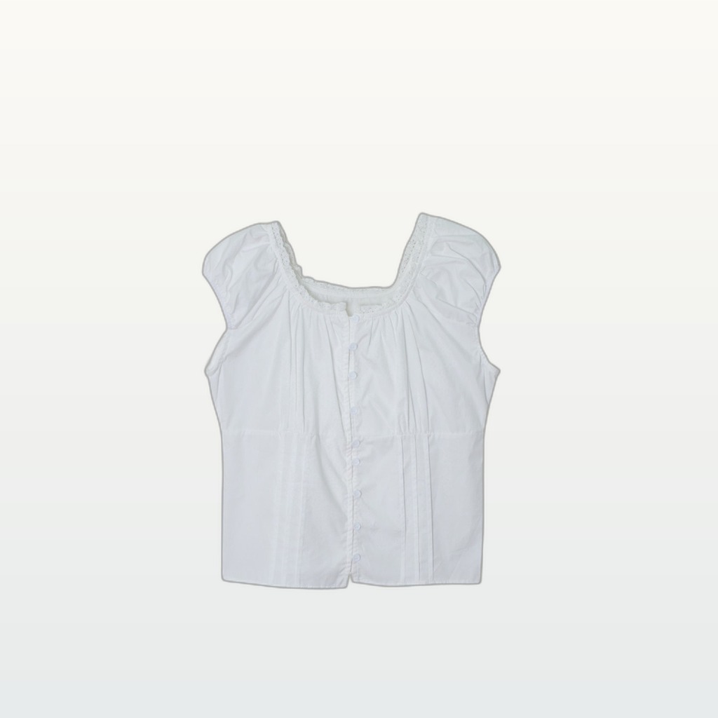 Lace-trimmed Single-breasted Blouse