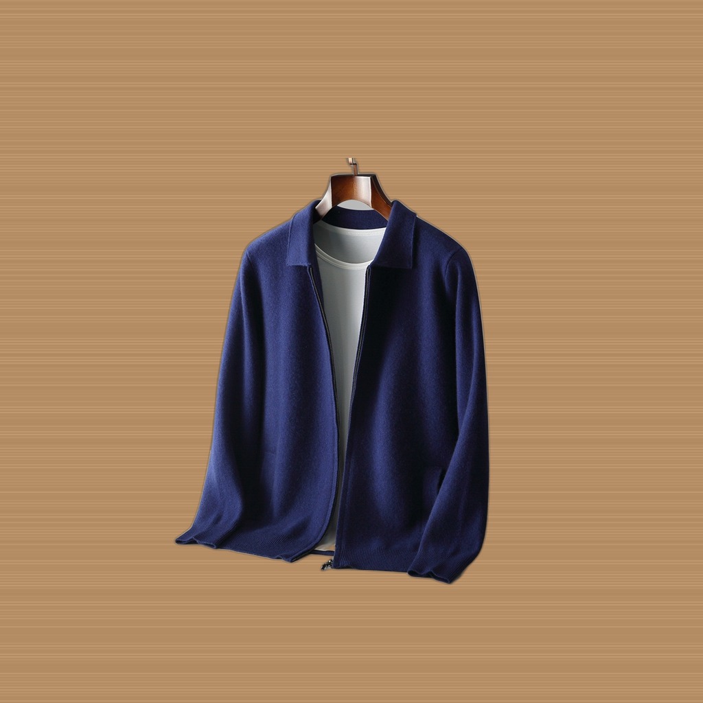 Lapel Pure Wool Sweater With A Thickened Outer Layer