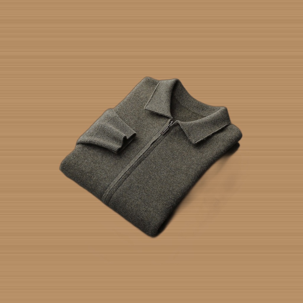 Lapel Pure Wool Sweater With A Thickened Outer Layer