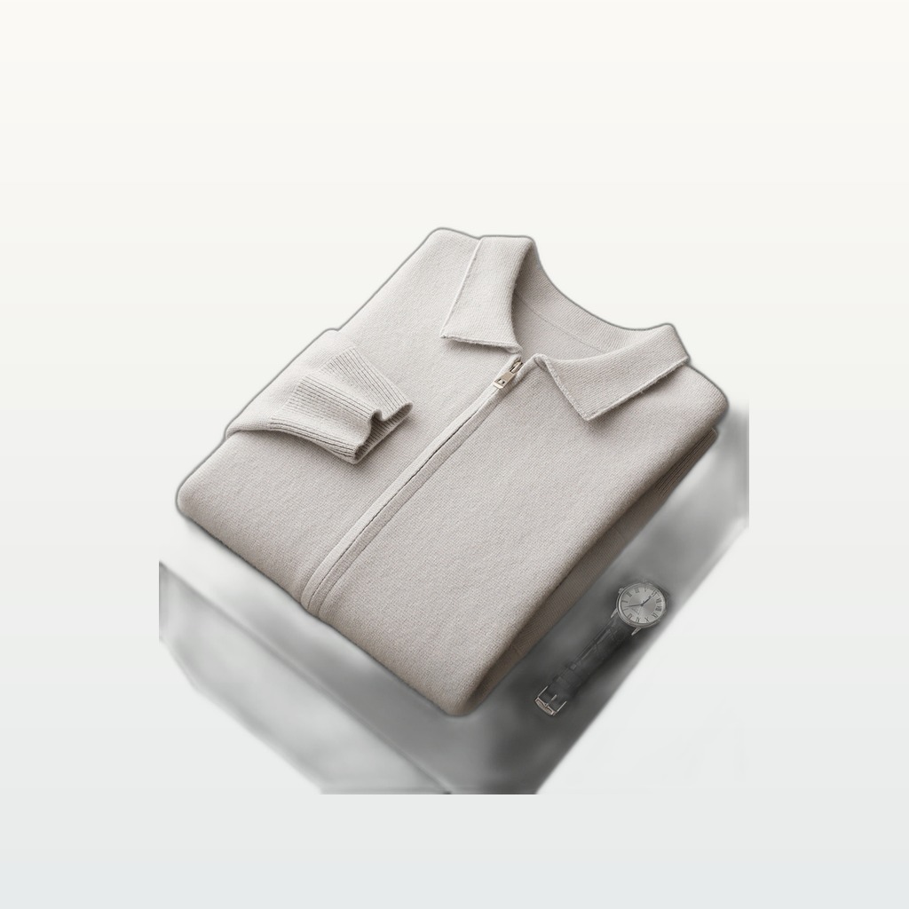 Lapel Pure Wool Sweater With A Thickened Outer Layer