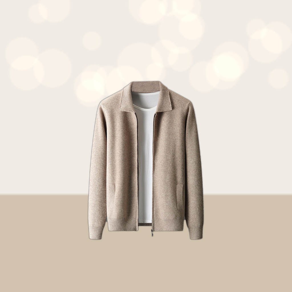 Lapel Pure Wool Sweater With A Thickened Outer Layer