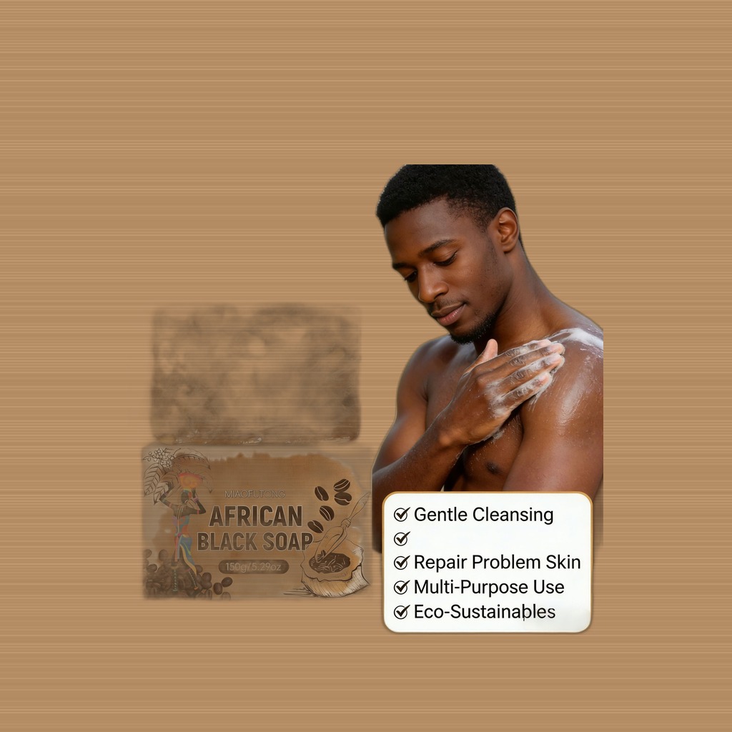 African Black Soap 150g, Shea Butter Essential Oil, Handmade