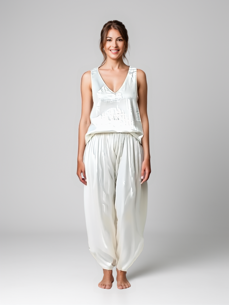Linen Top & Harem Pants Set