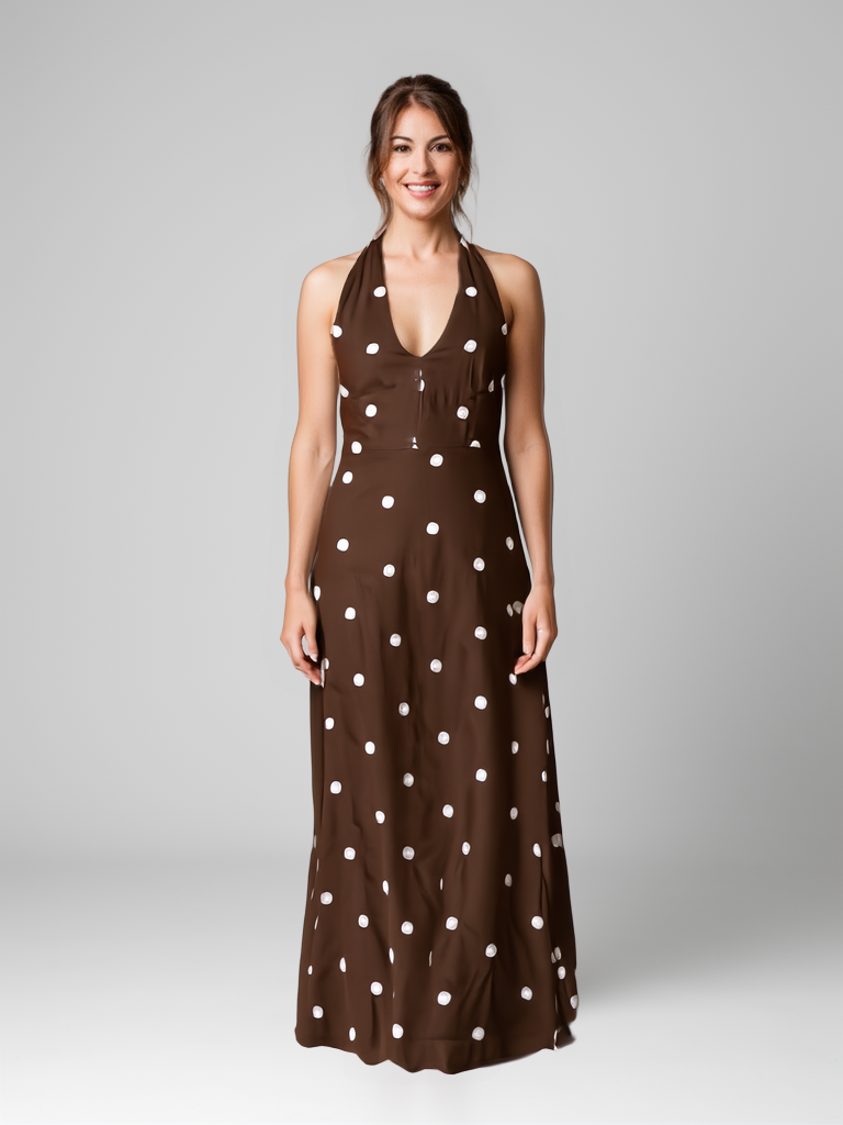 Polka Dot Halter Maxi Dress