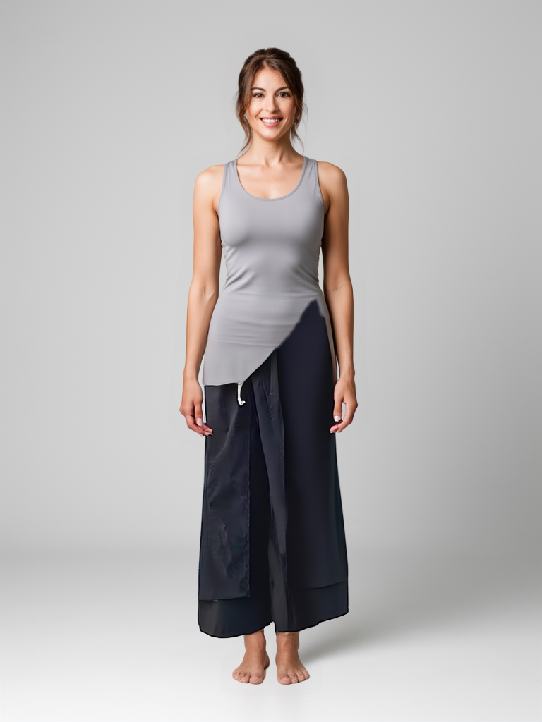 Faux Two-Piece Wide-Leg Pants